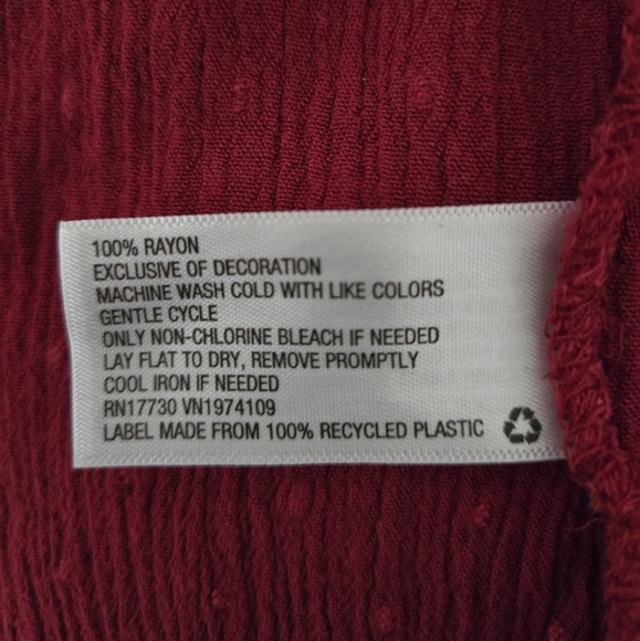 KNOX ROSE Burgundy Short Sleeve Dress with Swiss Dots Size Medium - Picture 11 of 12